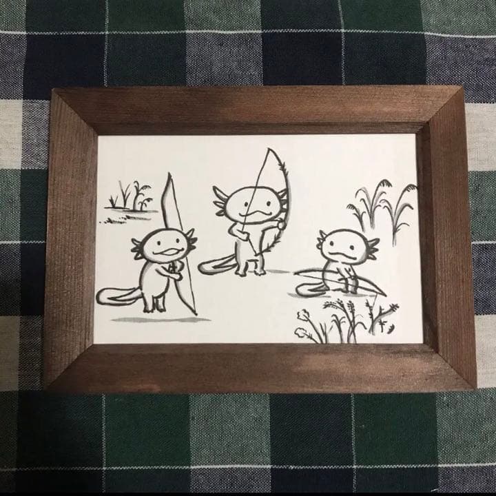 ウーパールーパー 鳥獣戯画 イラストC