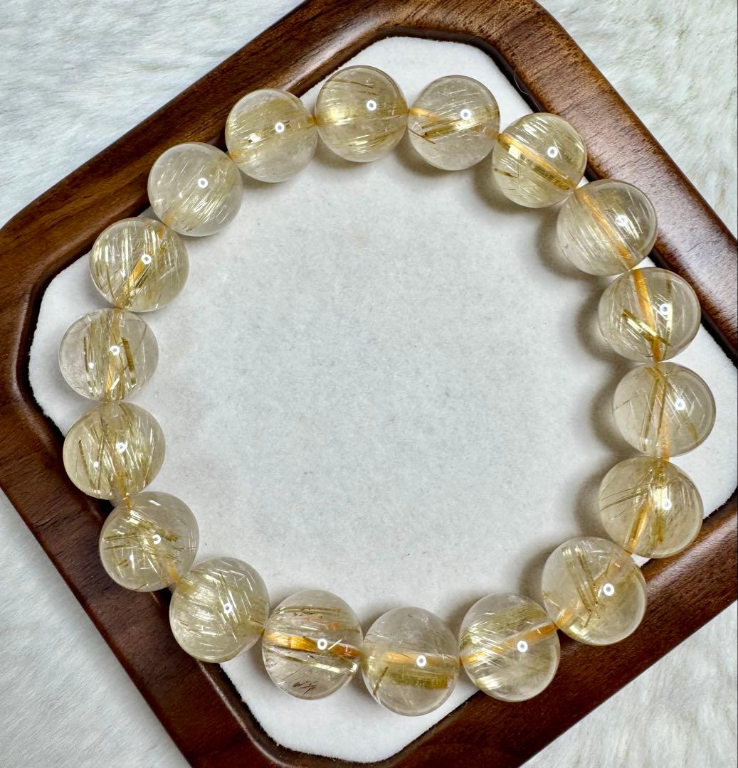 Pure Gold 上質•ゴールドルチルクォーツ ブレスレット パワーストーン