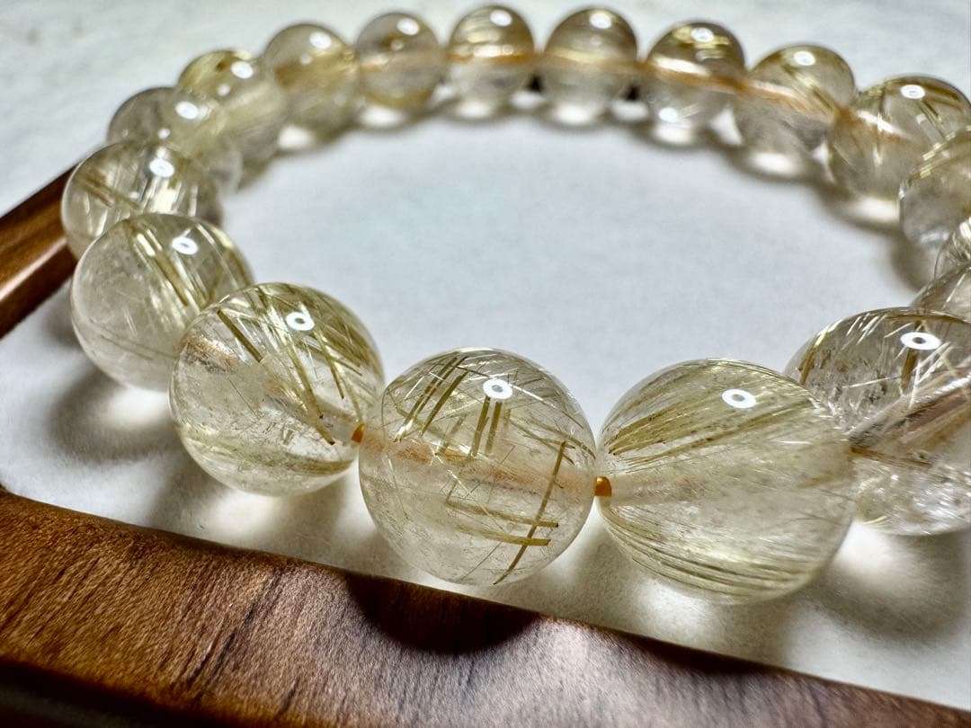 Pure Gold 上質•ゴールドルチルクォーツ ブレスレット パワーストーン