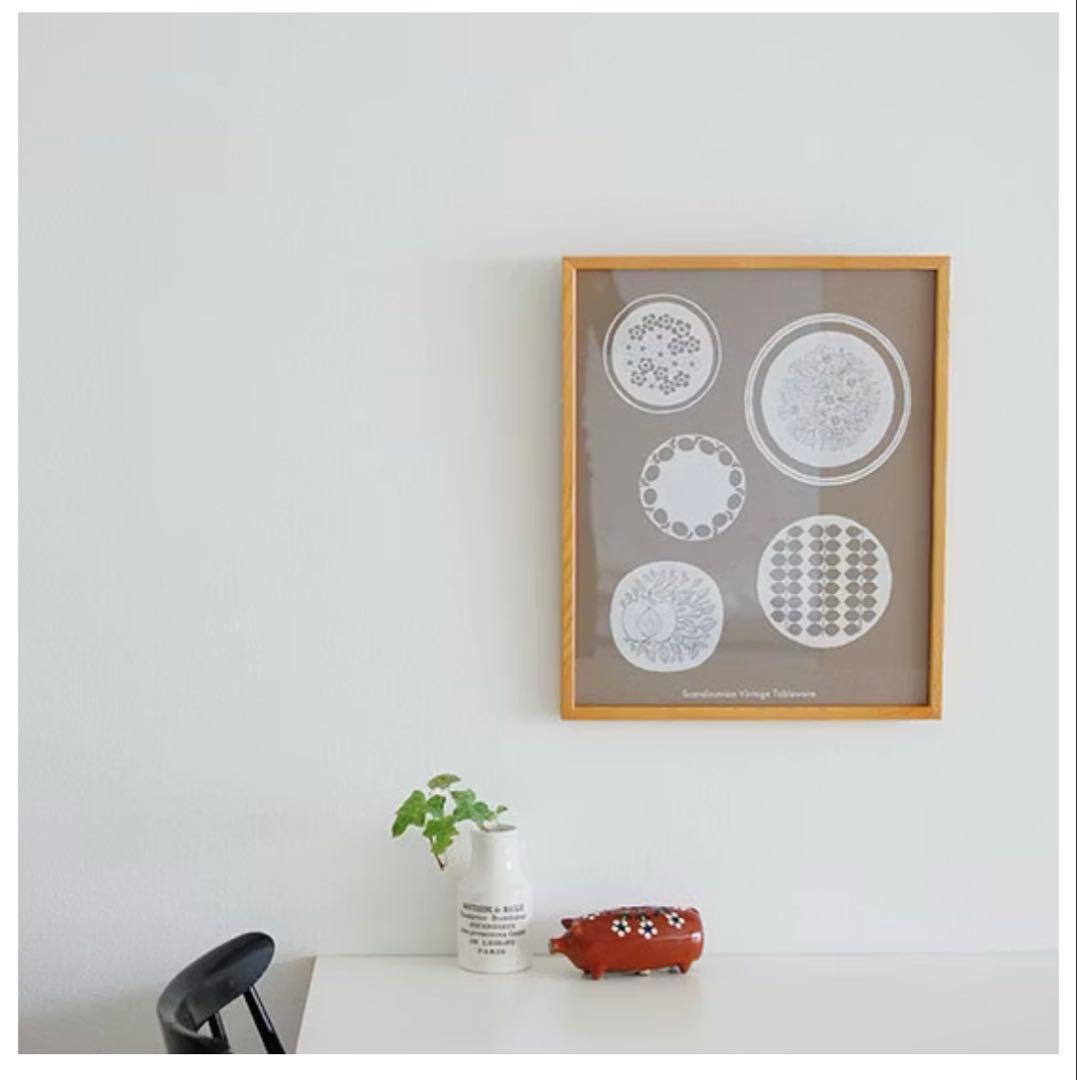 北欧暮らしの道具店　オリジナルポスター シルクスクリーン 北欧のお皿　額付き
