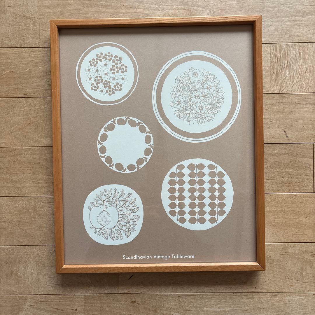 北欧暮らしの道具店　オリジナルポスター シルクスクリーン 北欧のお皿　額付き