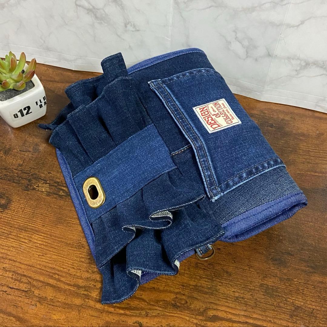 No.38 デニムリメイク【フリル付き 長財布】お財布バッグ ハンドメイド
