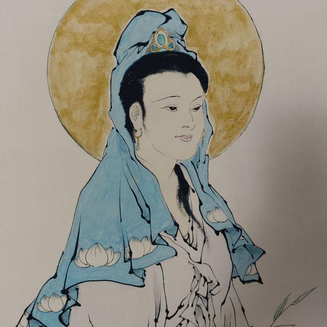 范曾 観世音菩薩図 三尺中堂 掛け軸 中国美術 人物画 証書付き