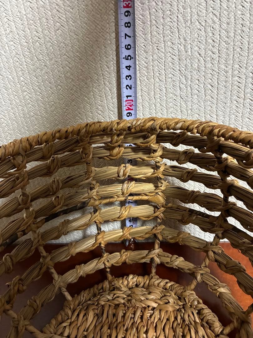 自然素材の編み込みワイヤー入り透かしかご