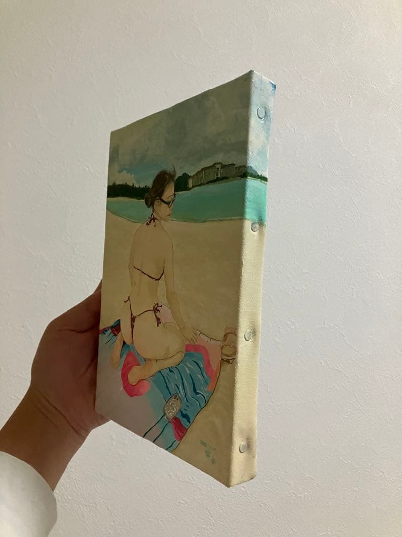 絵　絵画　アート　人物画　海　沖縄　ビーチ　日光浴　インテリア　癒し　セクシー