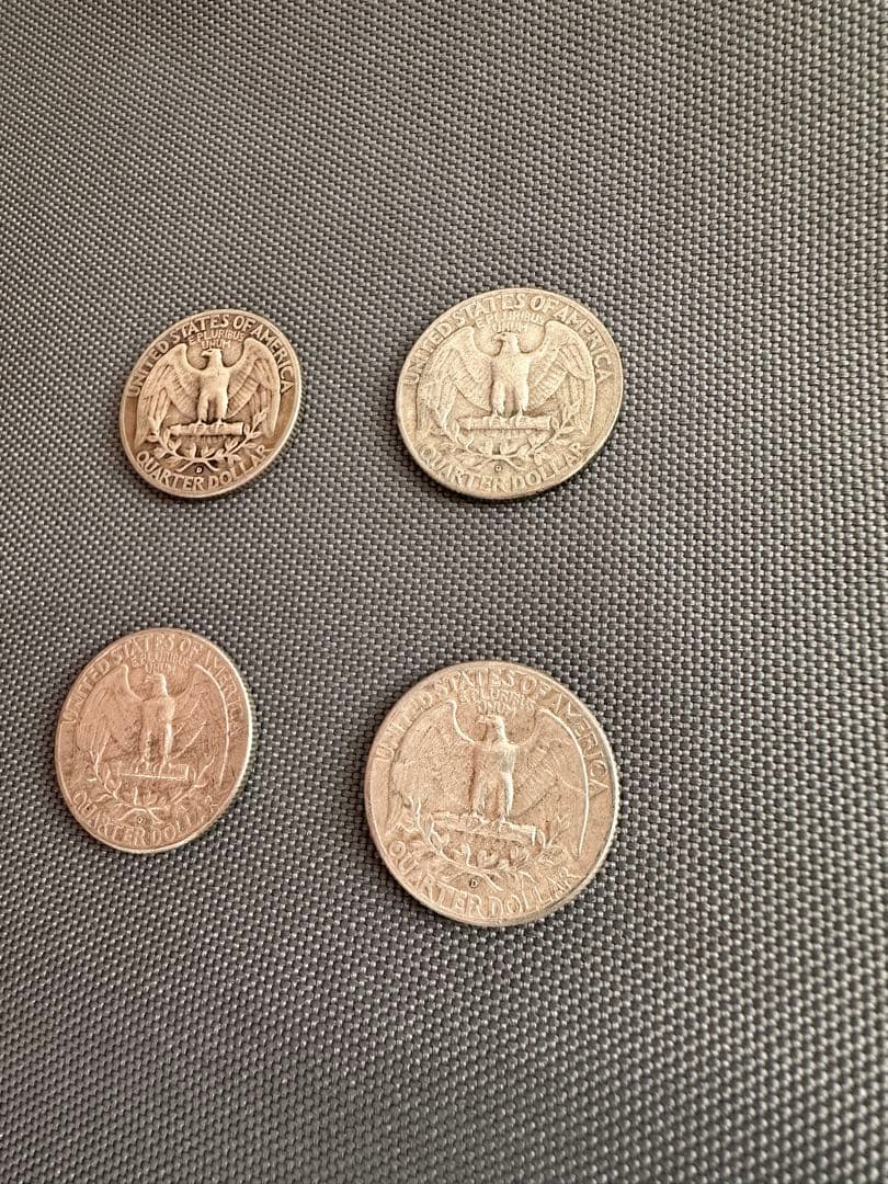 ブ*ー様 クォーターダラー　旧硬貨　銀貨　4枚
