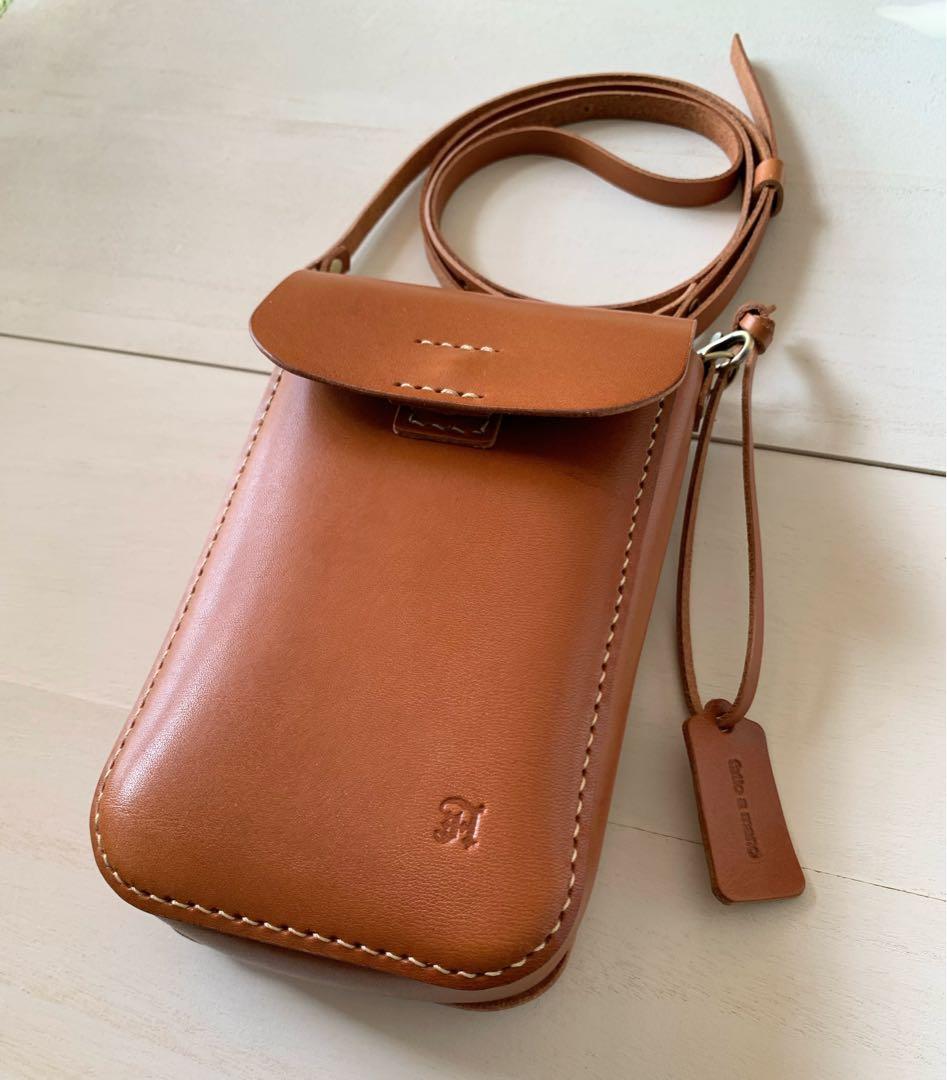A 大きめ厚め ポシェット 栃木レザー ハンドメイド 本革 スマホポシェット