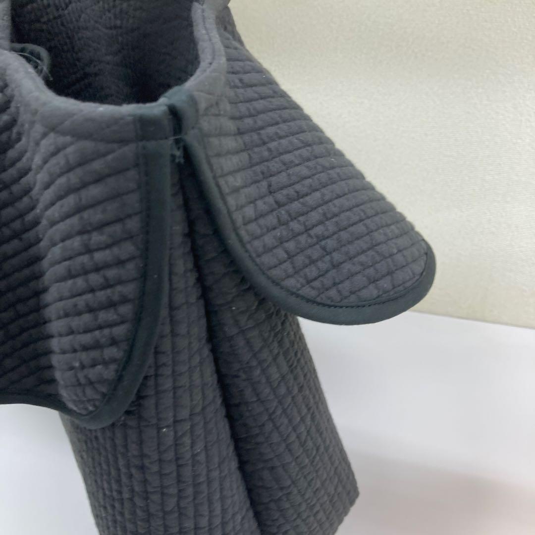 韓国ヌビ生地　アシメフリルトートバッグ　少し大き目　黒　ハンドメイド