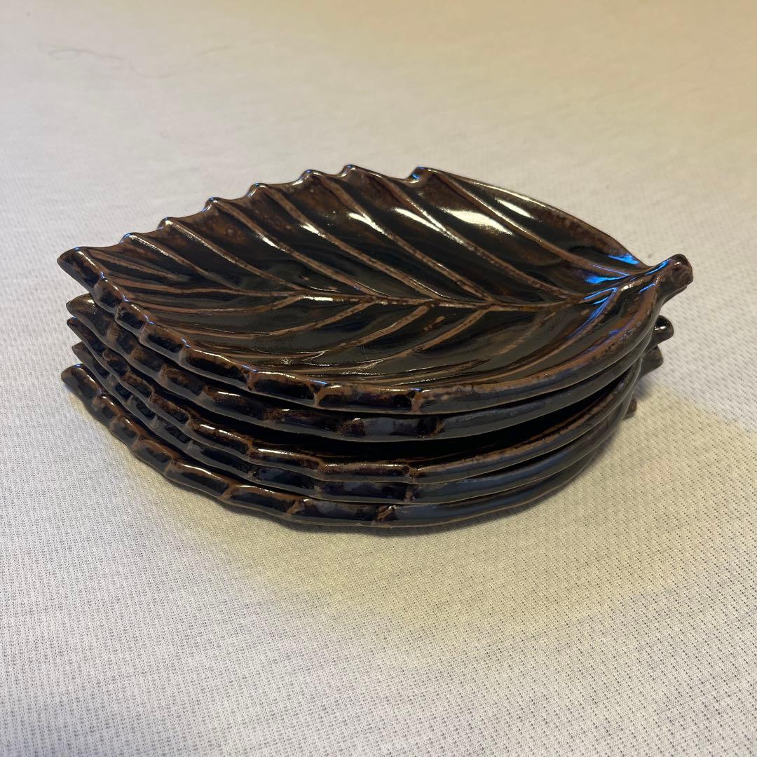 丹波立杭焼焼　木の葉皿　5枚