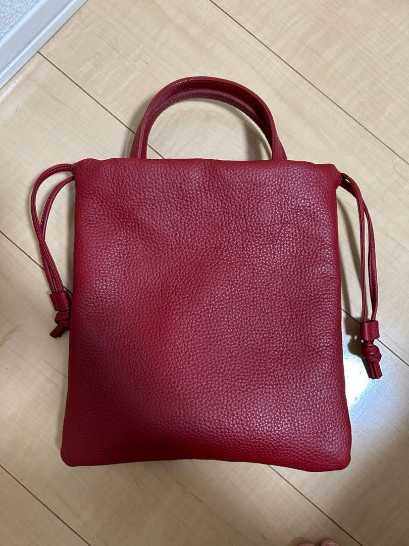 縦長巾着　2wayポシェット本革シンプルバック