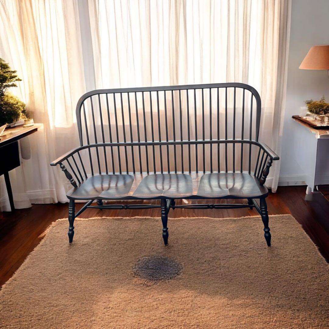 松本民芸家具 #513 長ウィンザーチェア 和モダン ベンチ 三人掛