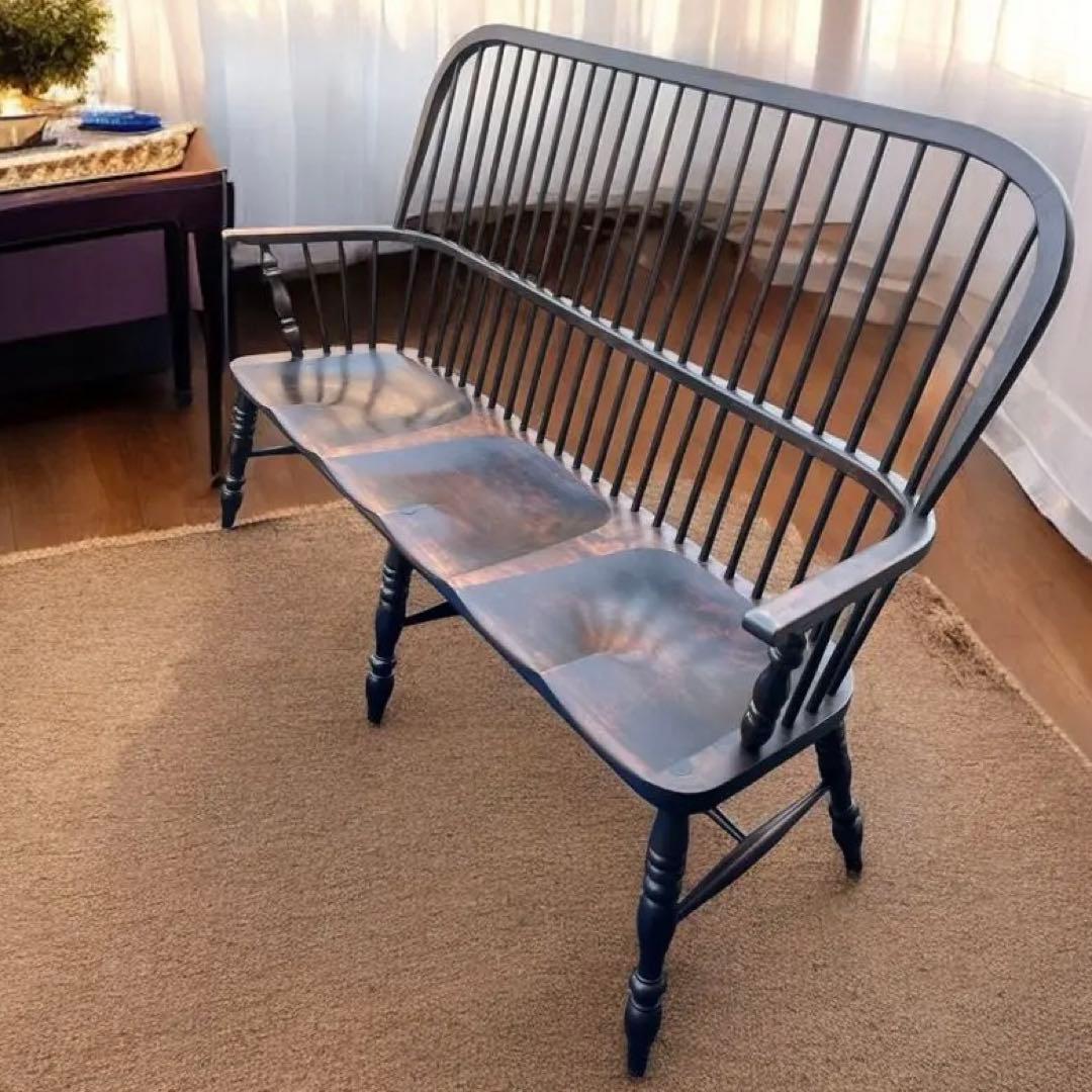 松本民芸家具 #513 長ウィンザーチェア 和モダン ベンチ 三人掛