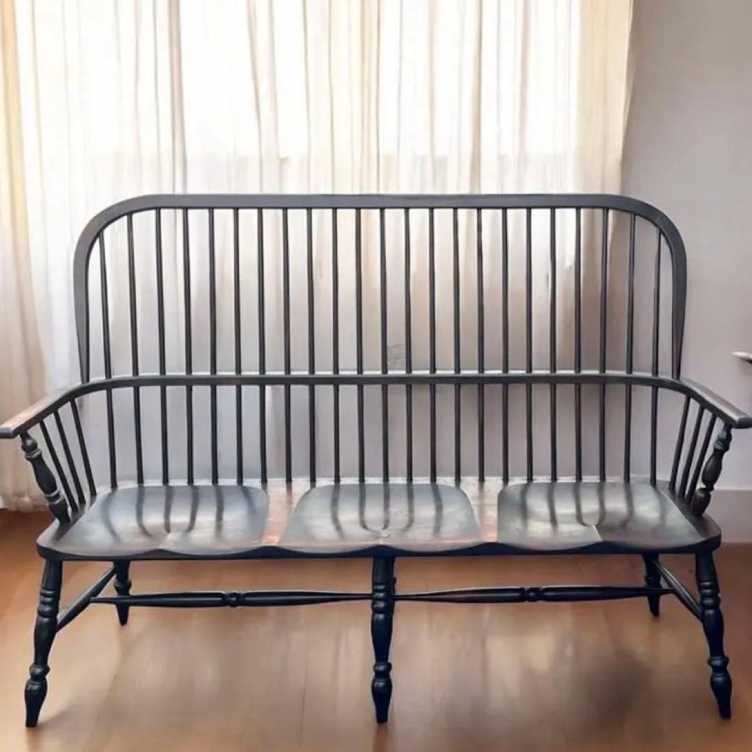 松本民芸家具 #513 長ウィンザーチェア 和モダン ベンチ 三人掛