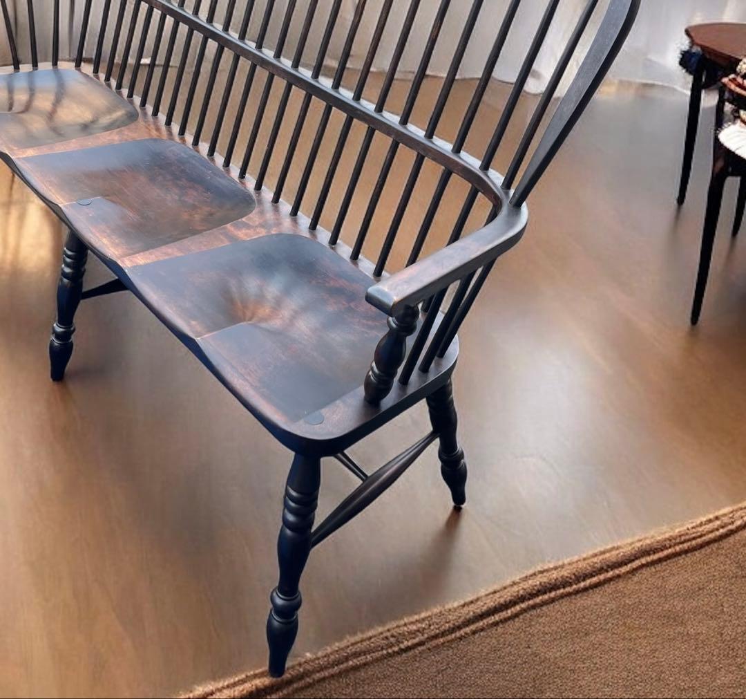 松本民芸家具 #513 長ウィンザーチェア 和モダン ベンチ 三人掛