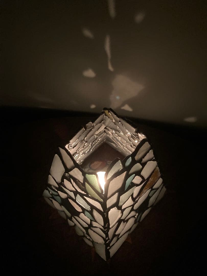 キャンドルホルダー　ステンドグラス　シーグラス　シー陶片　ウランガラス