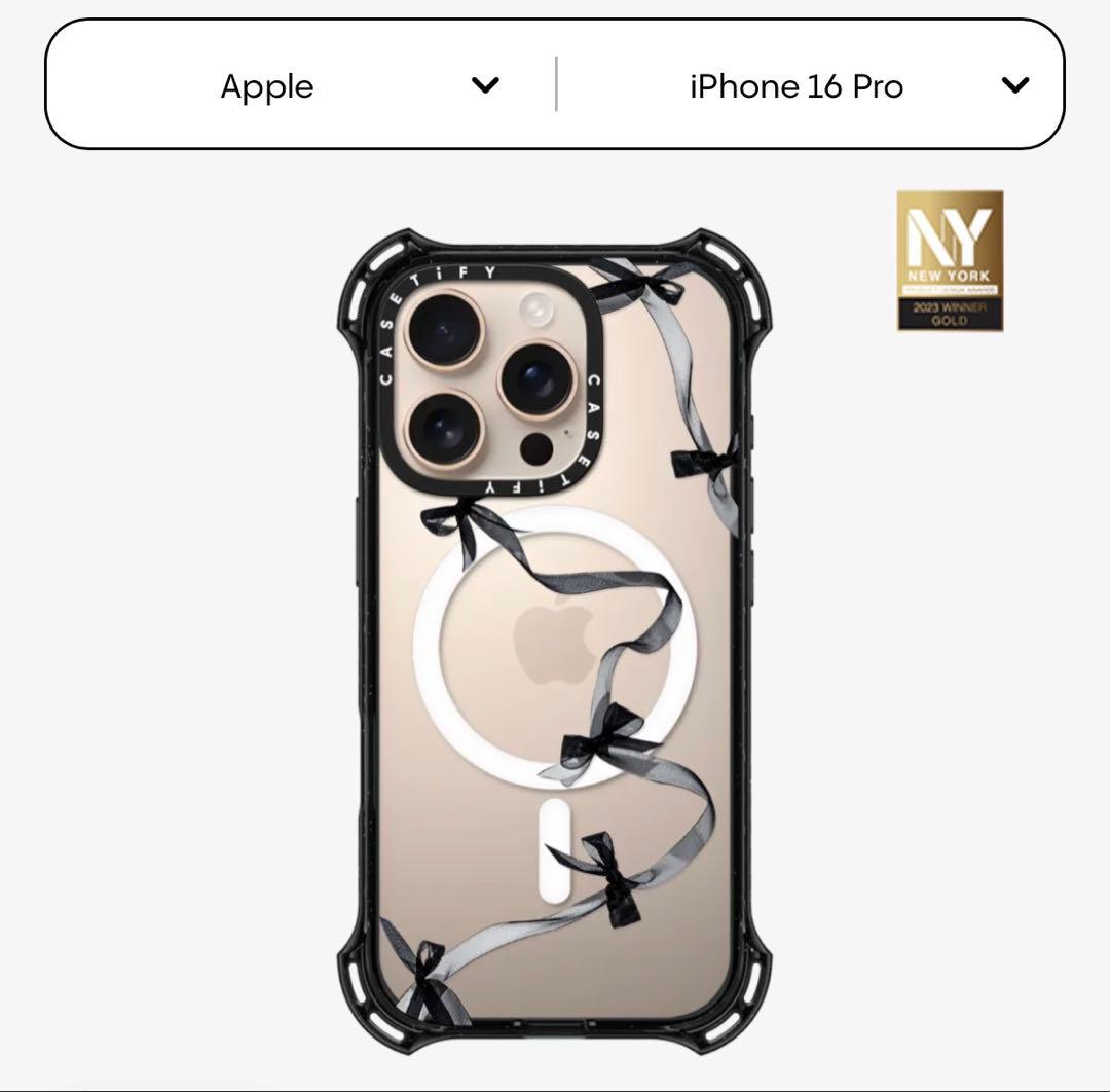 ケースティファイ iPhone16Pro バウンスケース リボン