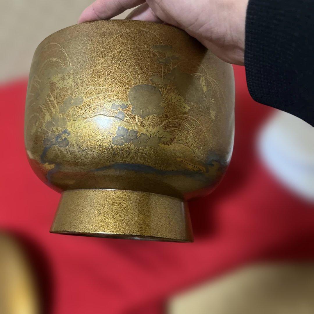 時代骨董品　古美術　梨子地蒔絵御菓子器