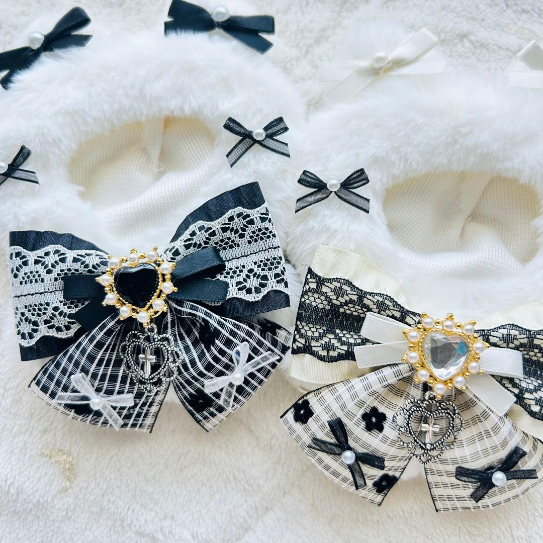 《ペア割引》ぬい服 着ぐるみ 10cm にじぱぺっと　白黒チェックリボン