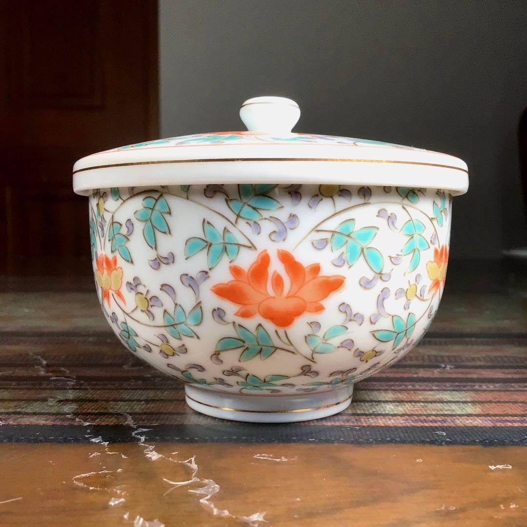 美濃焼　前畑陶器　『花唐草』　お茶茶碗　5客　中皿　5枚