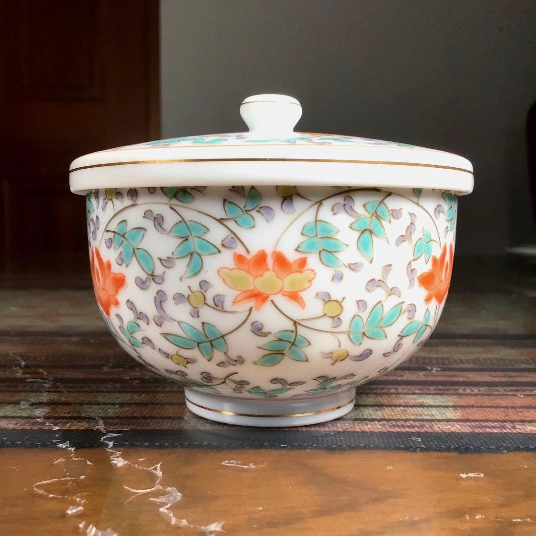 美濃焼　前畑陶器　『花唐草』　お茶茶碗　5客　中皿　5枚