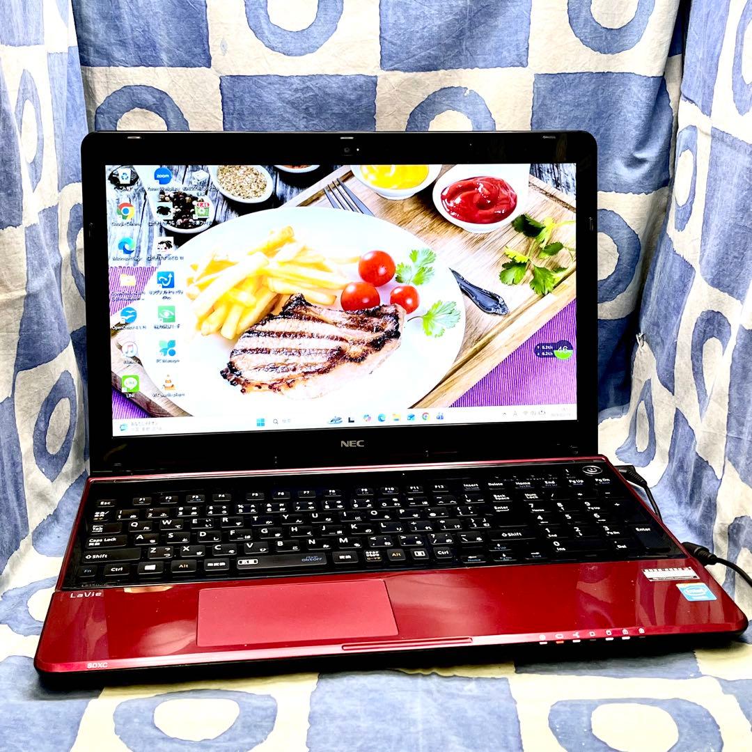 快速SSD256GB☆高性能i7☆大人気赤ノートパソコン♪カメラ付き！Win11