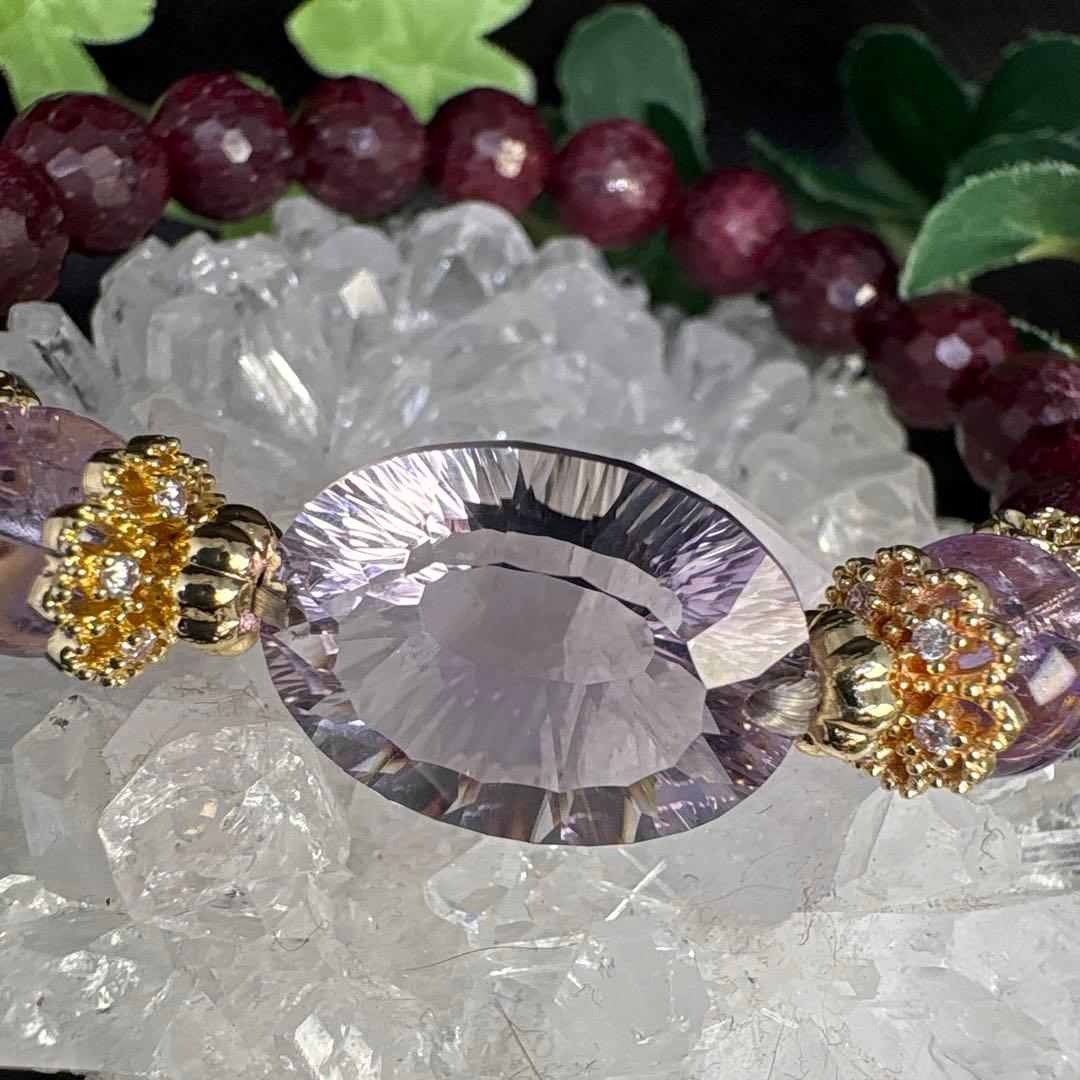 アメジスト宝石カット　ルビーカット　ブレスレット