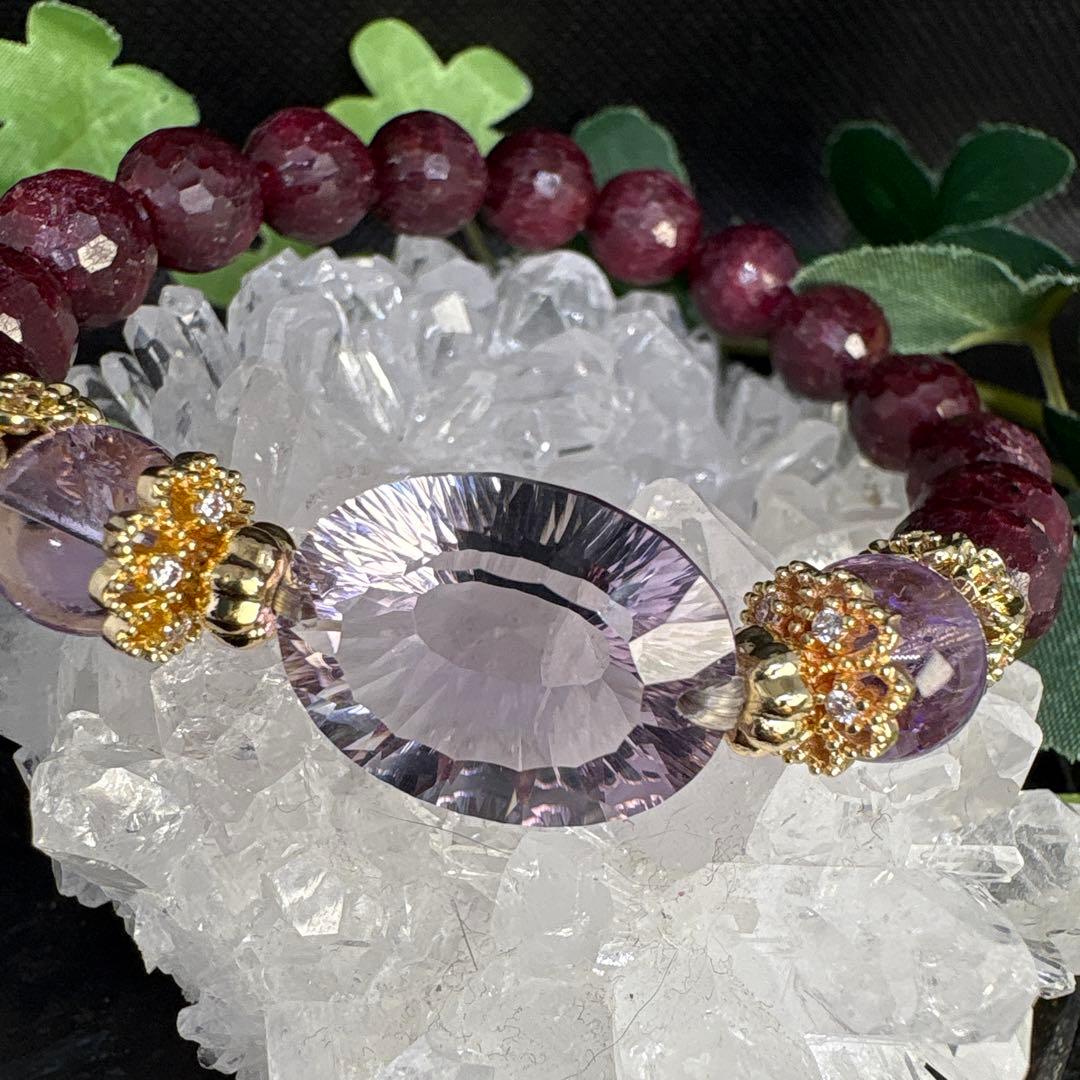 アメジスト宝石カット　ルビーカット　ブレスレット