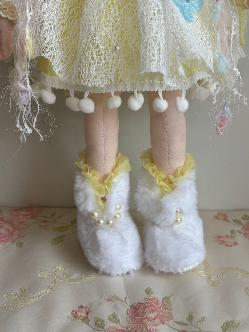 ハンドメイド 人形 猫耳ニット 黄色 女の子