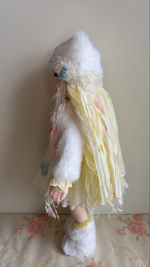 ハンドメイド 人形 猫耳ニット 黄色 女の子