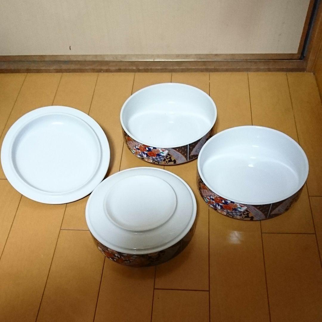 錦更紗三段重   陶器 おせち 正月