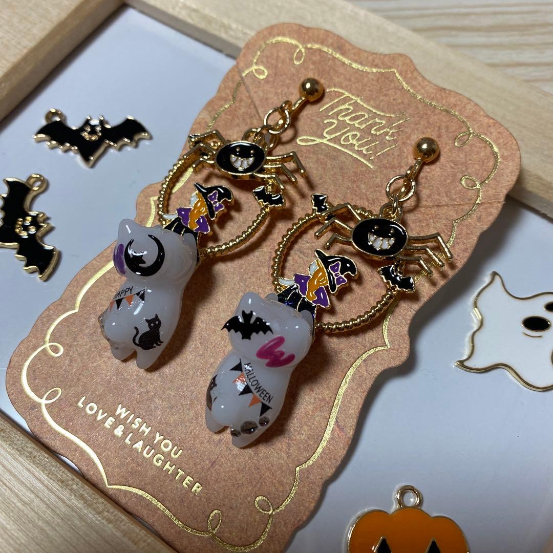 ☆スパイダーとハロウィン猫ちゃんイヤリング☆