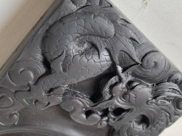 硯　すずり　中国 文房四宝　古玩 龍彫刻★