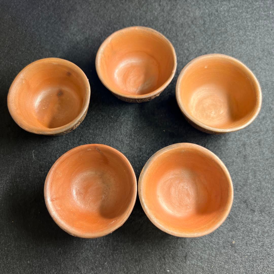 備前焼　かに彫煎茶セット　東Y8-0305☆2Fトヒチサ