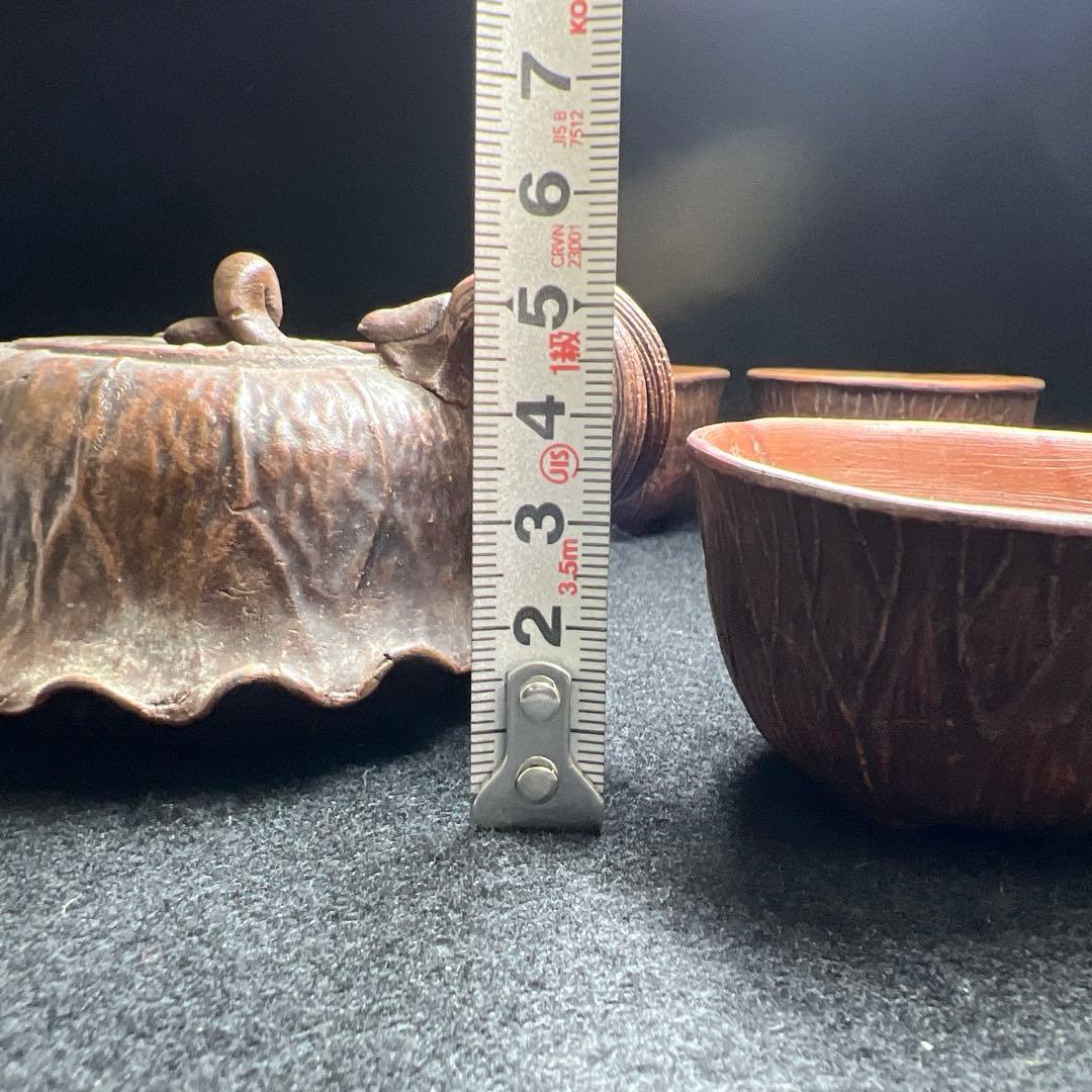 備前焼　かに彫煎茶セット　東Y8-0305☆2Fトヒチサ