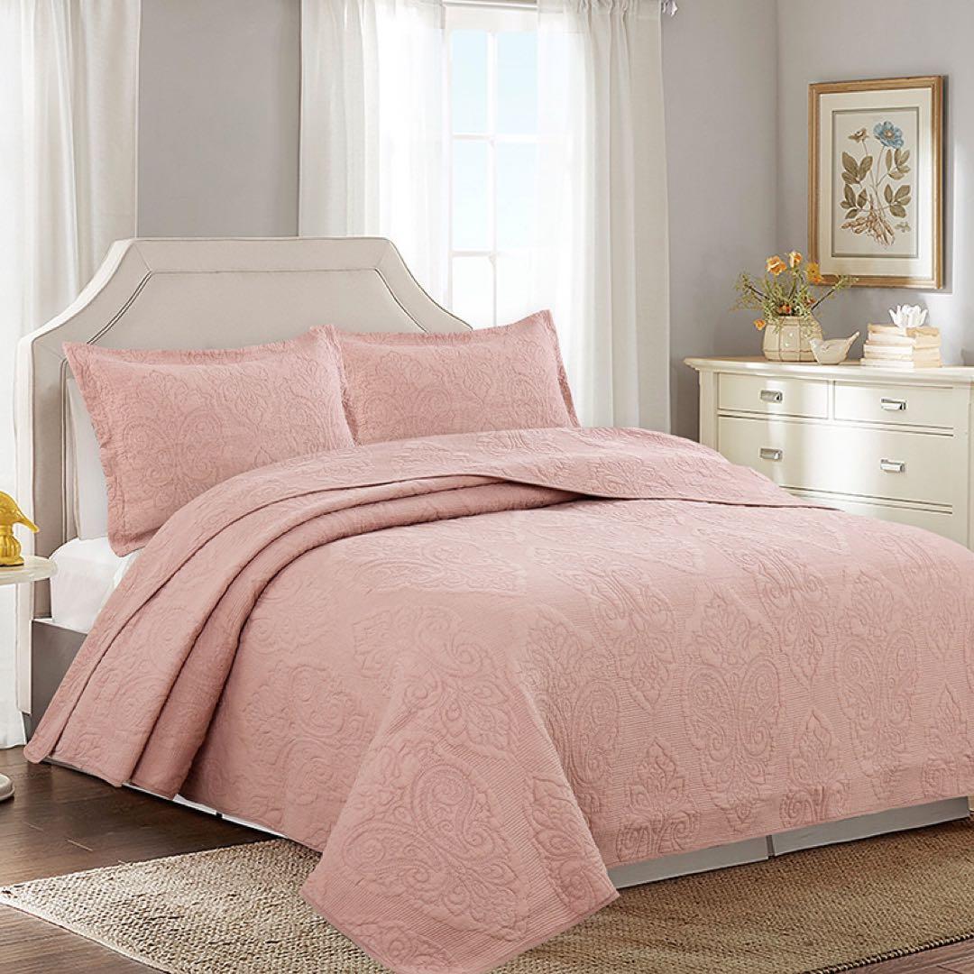 キルトベッドカバー3点セット綿マルチカバー キルティング PSL