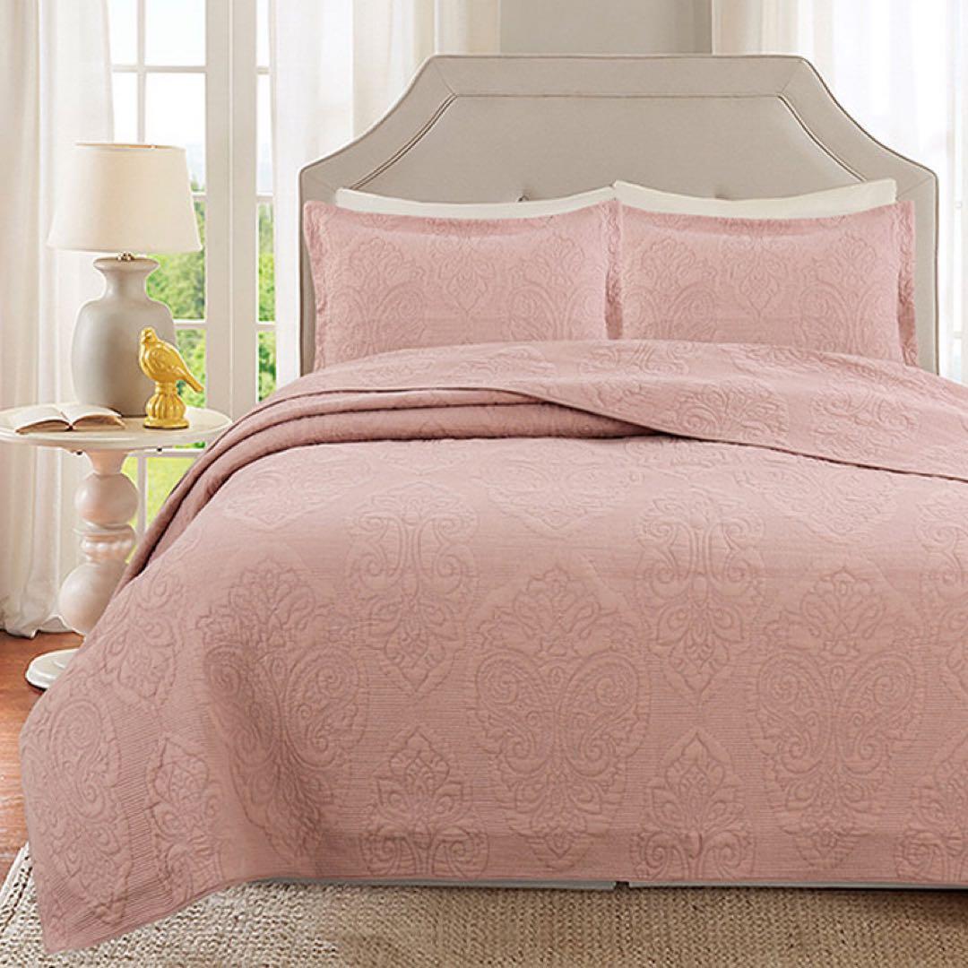 キルトベッドカバー3点セット綿マルチカバー キルティング PSL