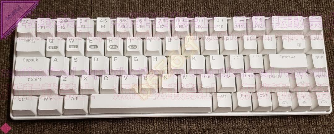 ◎PC機器 US配列 ワイヤレスキーボード 青軸 68キー 白 XM-RF68