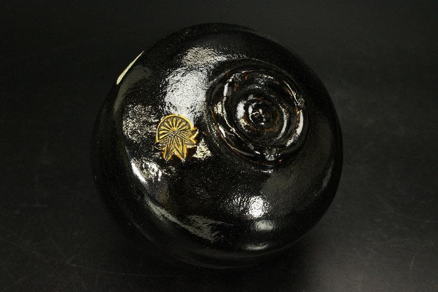 茶道具 瓢絵 黒茶碗(ZE952)