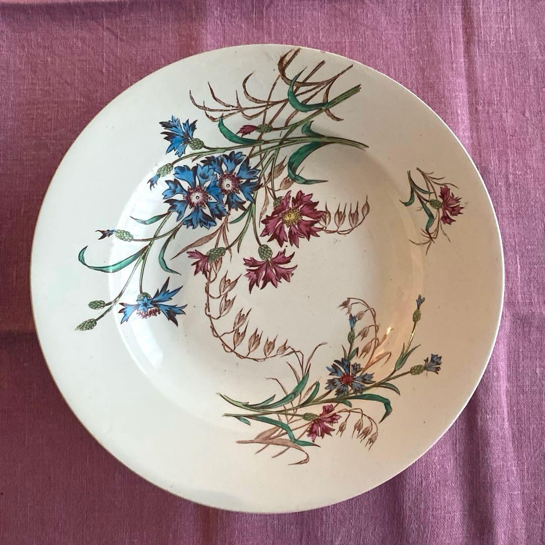 フランスアンティークLunevilleリュネヴィルBLEUET矢車菊 深皿【C】