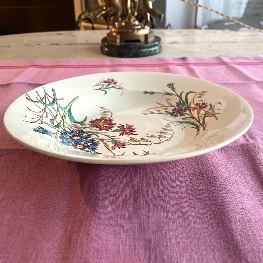 フランスアンティークLunevilleリュネヴィルBLEUET矢車菊 深皿【C】