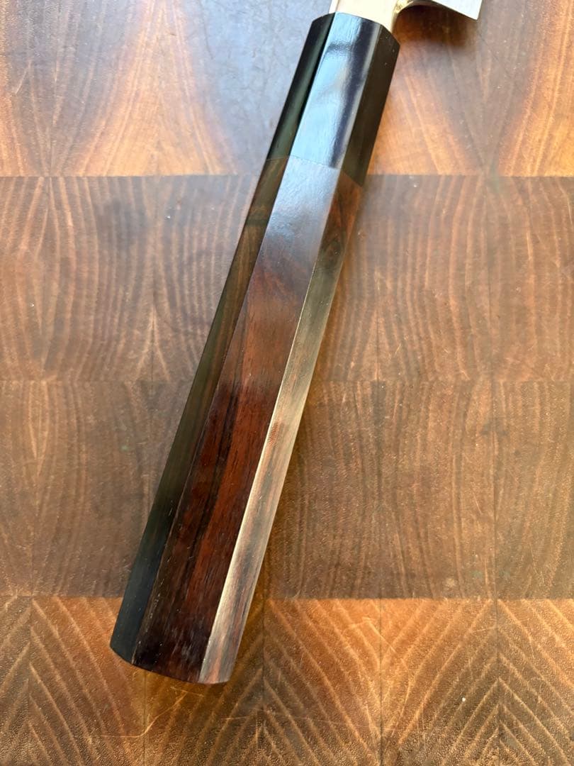 堺孝行　水本焼　青二鋼　柳刃　300mm 尺　包丁　平鏡面　黒檀八角柄