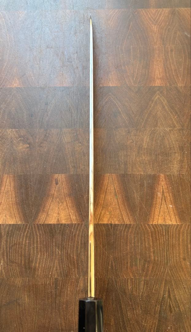 堺孝行　水本焼　青二鋼　柳刃　300mm 尺　包丁　平鏡面　黒檀八角柄