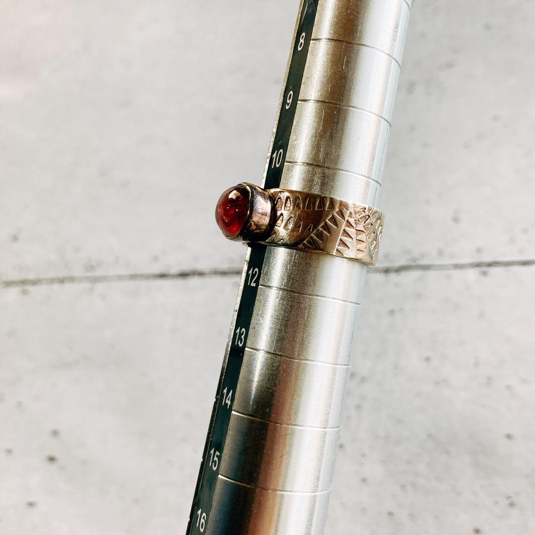 ピンクトルマリンとシルバーの幅広リング