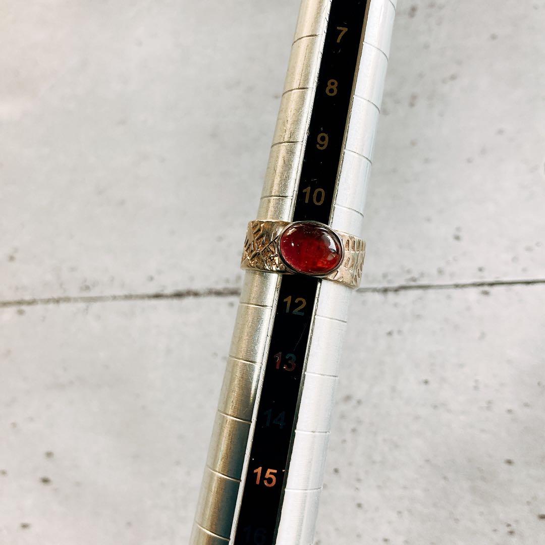 ピンクトルマリンとシルバーの幅広リング