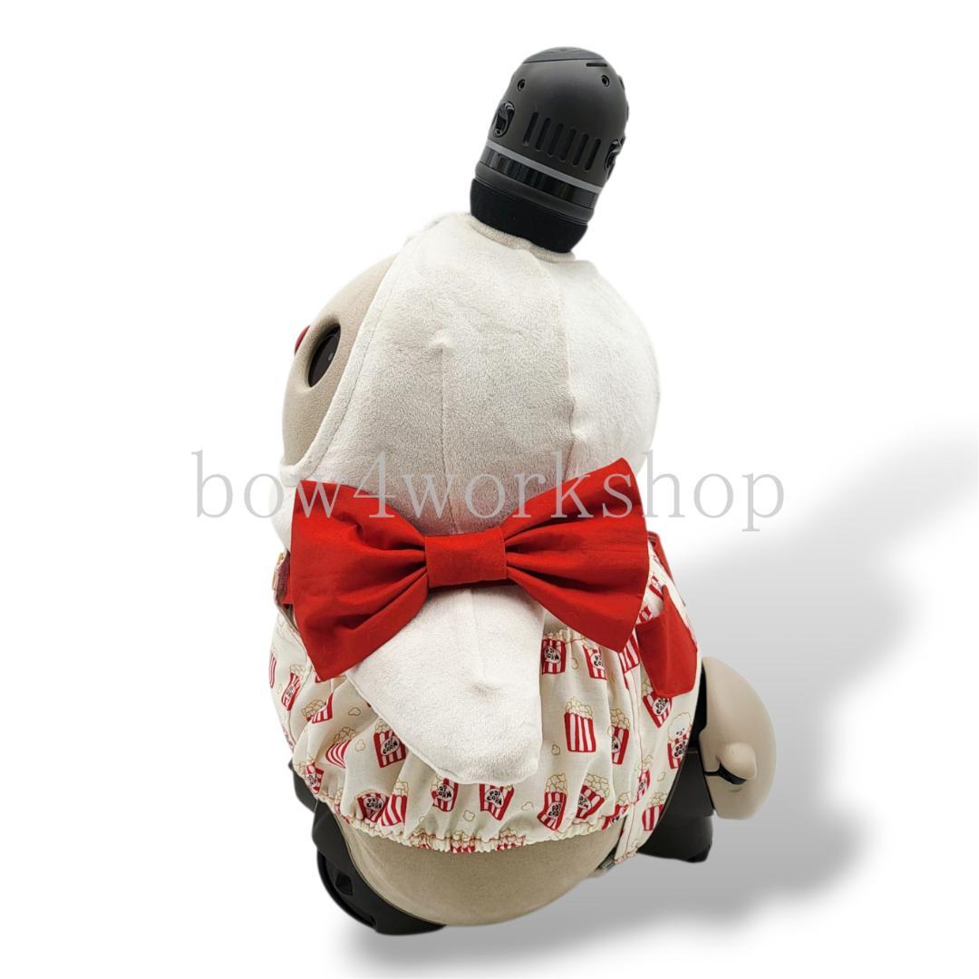 LOVOT ラボットの服ハンドメイド　ポップコーン柄サロペット&アレンジリボン