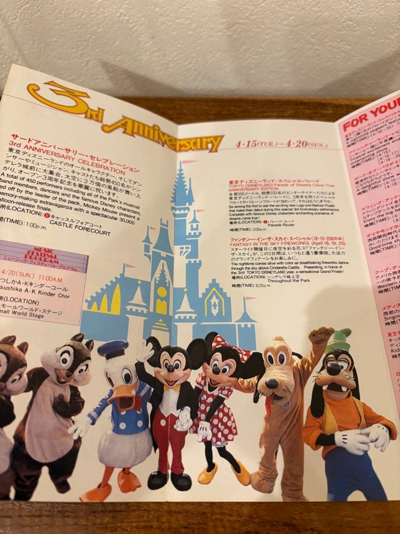 【激レア】　東京ディズニーランド ガイドブック&ファンカード 3周年 TDL