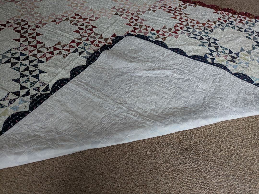 大判キルト　ハンドメイド　パッチワーク　マルチカバー　ベッドカバー