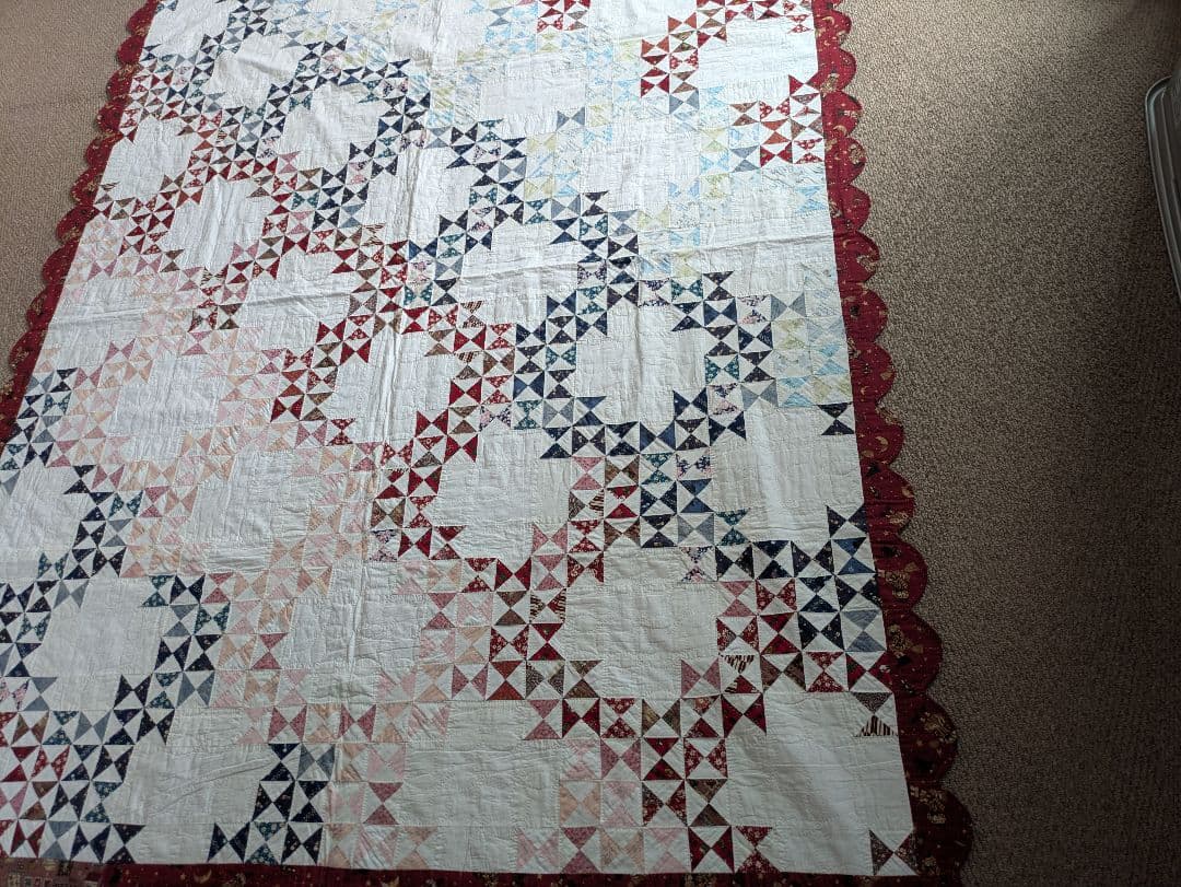 大判キルト　ハンドメイド　パッチワーク　マルチカバー　ベッドカバー