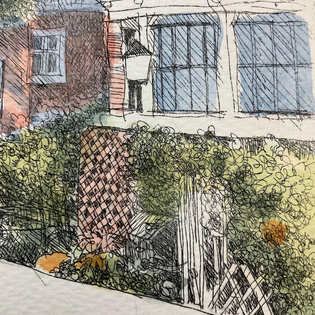 絵画・額縁・版画・織田義郎・アムステルダムⅢ・オランダ・銅版画+手彩色・美術品