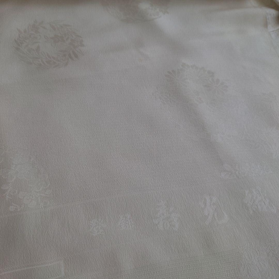 新品☆寿光織 白 花輪地模様 反物